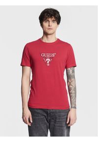 Guess T-Shirt Geo Triangle M3GI23 J1314 Bordowy Slim Fit. Kolor: czerwony. Materiał: bawełna