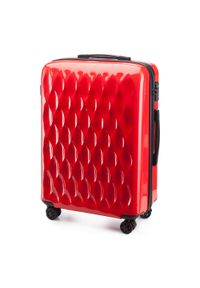 Wittchen - Średnia walizka z ABS-u karbowana. Kolor: czerwony. Materiał: guma #4