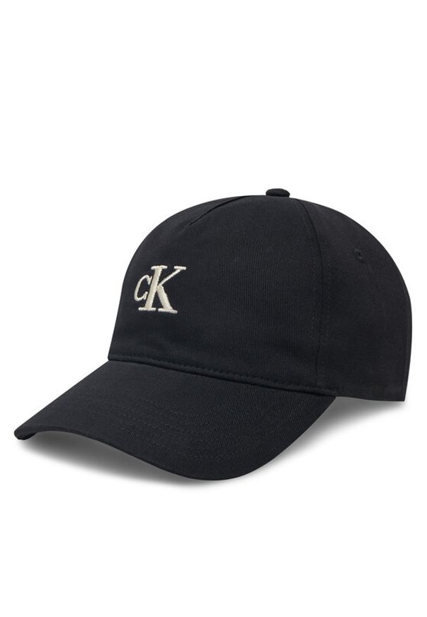 Calvin Klein Jeans Czapka z daszkiem Embroidered Monogram Cap LV04K5024G Czarny. Kolor: czarny. Materiał: bawełna