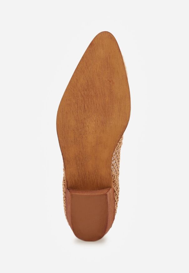 Renee - Ciemnobeżowe Botki Kowbojki na Stożku ze Skórzaną Wkładką i Siateczkową Cholewką Frolozi. Okazja: na co dzień. Kolor: beżowy. Materiał: skóra. Szerokość cholewki: normalna. Obcas: na stożku. Styl: casual, elegancki. Wysokość obcasa: średni