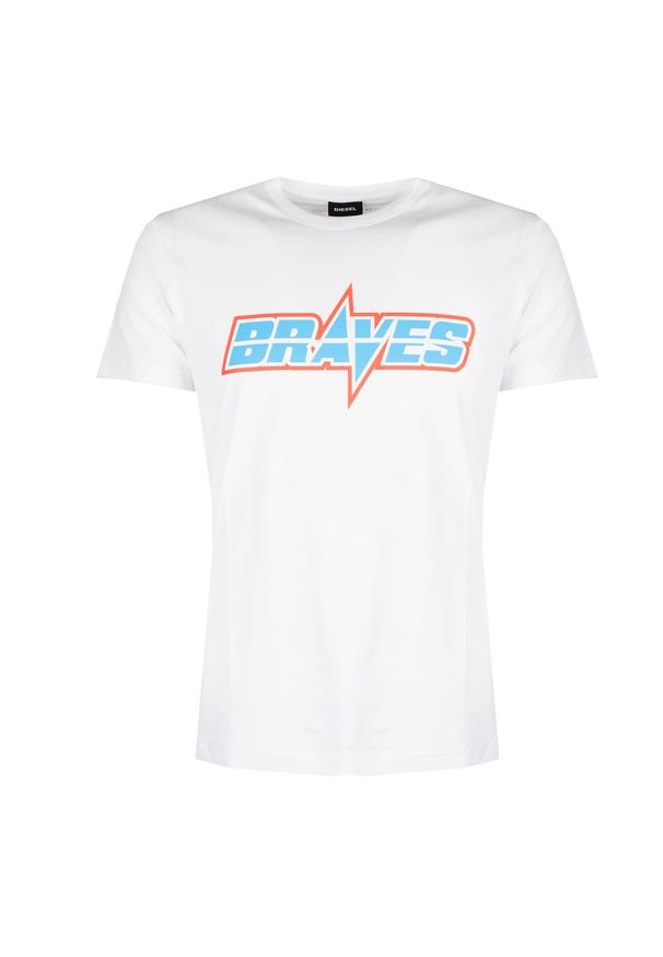 Diesel T-shirt "T-Diego-Braves". Okazja: na co dzień. Materiał: bawełna. Wzór: napisy. Styl: casual
