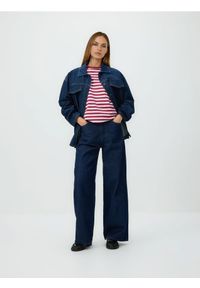 Reserved - T-shirt z bawełny merceryzowanej - pastelowy róż. Kolor: różowy. Materiał: bawełna