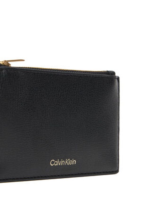 Calvin Klein Portfel Foil Logo Top Zip Cardcase LV04F1090G Czarny. Kolor: czarny. Materiał: skóra