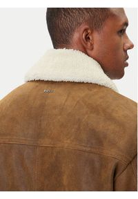 BOSS Kurtka skórzana Jonier 50547567 Beżowy Relaxed Fit. Kolor: beżowy. Materiał: skóra #7