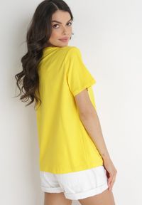 Born2be - Żółty Gładki T-shirt z Krótkimi Rękawami Elisza. Kolor: żółty. Długość rękawa: krótki rękaw. Długość: krótkie. Wzór: gładki