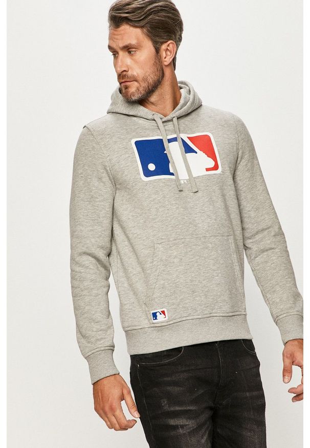 New Era - Bluza. Okazja: na co dzień. Kolor: szary. Wzór: nadruk. Styl: casual