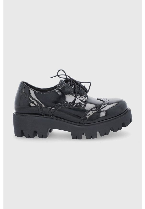 Altercore Półbuty Nefi Vegan Black Patent damskie kolor czarny na platformie. Nosek buta: okrągły. Zapięcie: sznurówki. Kolor: czarny. Obcas: na platformie