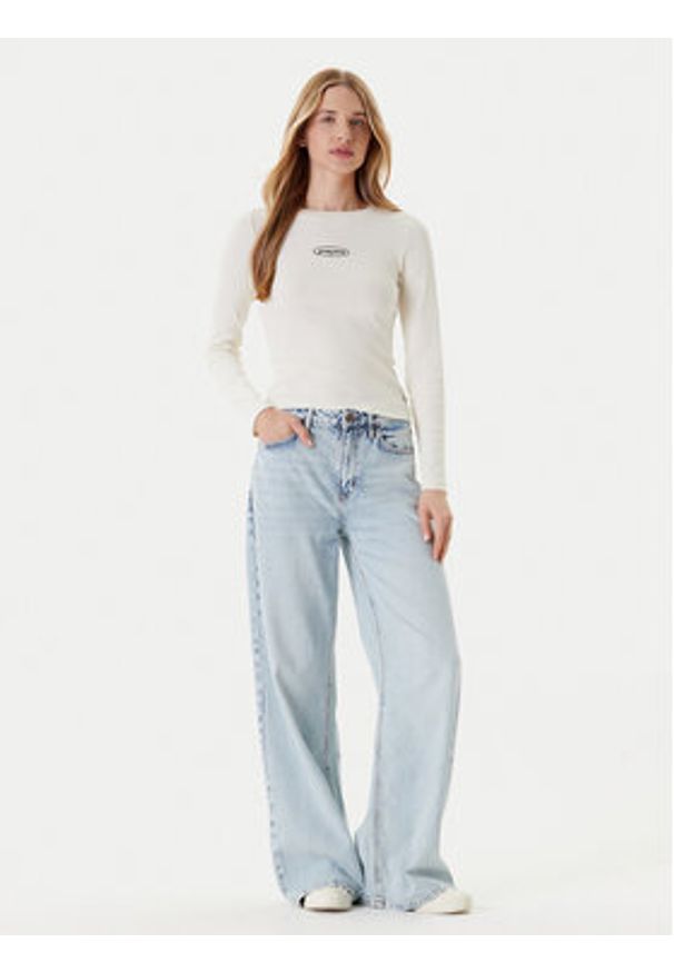 Guess Jeans Bluzka W5YP38 KA0H1 Écru Slim Fit. Materiał: bawełna
