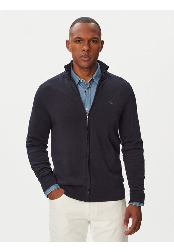 TOMMY HILFIGER - Tommy Hilfiger Kardigan MW0MW36517 Granatowy Regular Fit. Kolor: niebieski. Materiał: bawełna