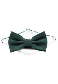 ZESTAW - Mucha z Poszetką Chattier - Zieleń Butelkowa. Styl: sportowy, elegancki