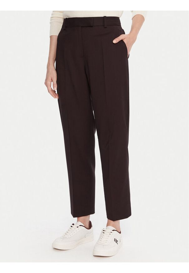 TOMMY HILFIGER - Tommy Hilfiger Chinosy WW0WW48353 Bordowy Slim Fit. Kolor: czerwony. Materiał: wełna