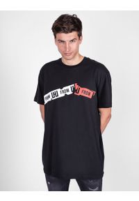 Les Hommes T-shirt | URG820P UG807A | Oversized T-Shirt With Ripped Print | Mężczyzna | Czarny. Kolor: czarny. Materiał: bawełna. Wzór: nadruk