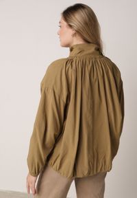 Born2be - Zielona Przejściowa Kurtka Bombka Oversize z Bawełny i Wiskozy Effinue. Okazja: na spacer, na co dzień. Kolor: zielony. Materiał: wiskoza, bawełna. Styl: casual #7