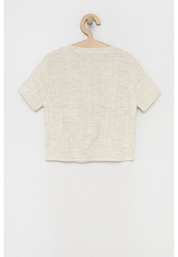 Kids Only sweter dziecięcy kolor beżowy lekki. Kolor: beżowy. Materiał: dzianina, włókno. Długość rękawa: krótki rękaw. Długość: krótkie