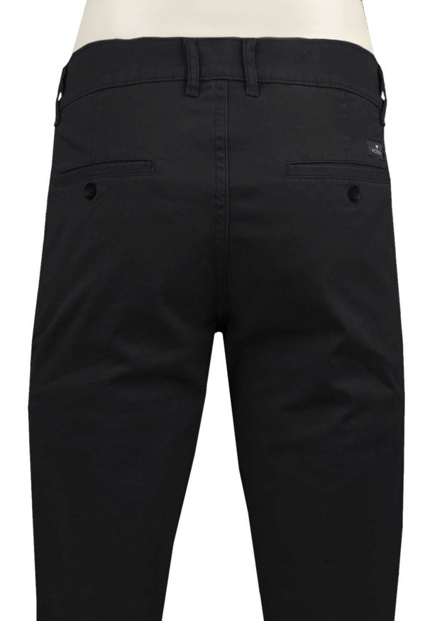 Męskie, Bawełniane Spodnie Typu Chinos - Victorio - Czarne. Kolor: czarny. Materiał: elastan, bawełna