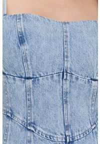 Miss Sixty sukienka jeansowa kolor fioletowy mini rozkloszowana. Typ kołnierza: dekolt w karo. Kolor: fioletowy. Materiał: jeans. Długość rękawa: na ramiączkach. Długość: mini #3