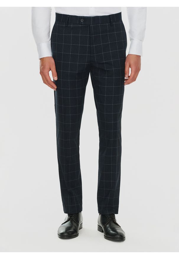 Pako Lorente - PAKO LORENTE – Granatowe garniturowe spodnie męskie. Kolor: niebieski. Materiał: poliester, elastan, wiskoza