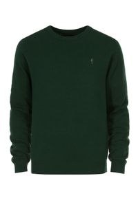 Ochnik - Zielony sweter męski basic. Okazja: na co dzień. Kolor: zielony. Materiał: bawełna. Długość: długie. Styl: casual