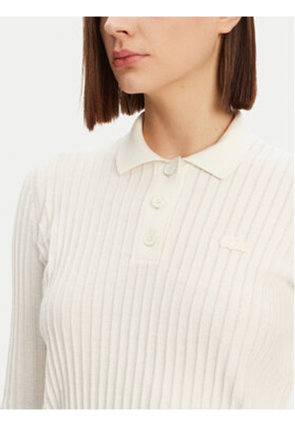 Lacoste Sweter AF9264 Écru Regular Fit. Kolor: kremowy. Materiał: bawełna