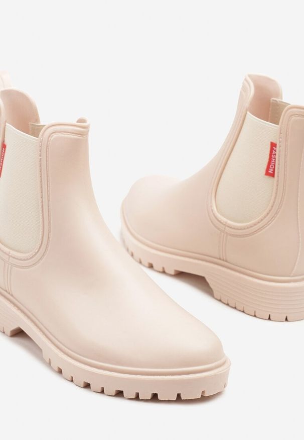 Born2be - Beżowe Kalosze w Stylu Sztybletów Bellexia. Okazja: na co dzień. Kolor: beżowy. Materiał: jeans. Obcas: na obcasie. Styl: klasyczny, elegancki, casual. Wysokość obcasa: niski