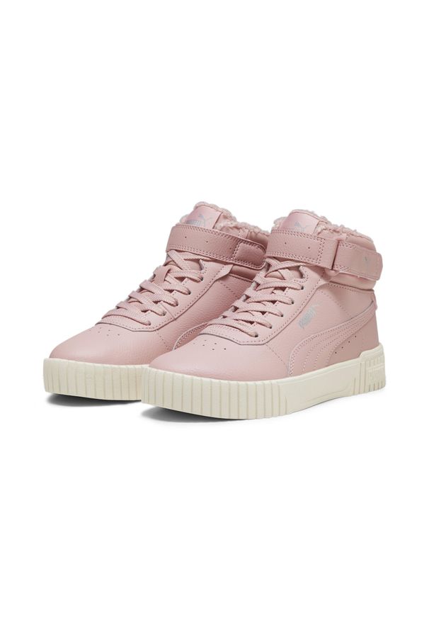 Puma - Młodzieżowe sneakersy Carina 2.0 Mid Winter PUMA. Kolor: różowy, biały, wielokolorowy. Materiał: guma, syntetyk, tkanina, materiał. Sezon: lato. Sport: turystyka piesza