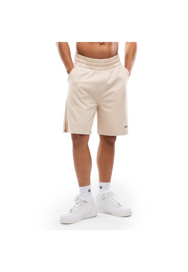 SIROKO - Męskie sportowe krótkie spodenki Lifestyle Siroko IBZ Bang Ivory. Kolor: biały. Materiał: dresówka, materiał. Długość: krótkie. Sezon: lato. Sport: fitness
