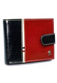 ROVICKY - Portfel skórzany Rovicky czarno-czerwony 324L-RBA-D BLACK-RED. Kolor: czerwony, czarny, wielokolorowy. Materiał: skóra
