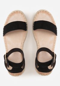 Born2be - Czarne Sandały VICES na Grubej Podeszwie z Plecionki z Paskiem z Klamerką Jakelise. Okazja: na co dzień. Zapięcie: pasek. Kolor: czarny. Materiał: len. Sezon: wiosna, lato. Styl: casual #6