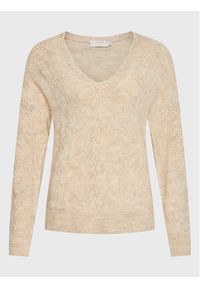 Cream Sweter Cabin 10610399 Beżowy Regular Fit. Kolor: beżowy. Materiał: syntetyk