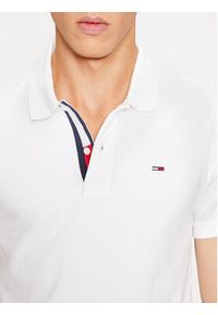 Tommy Jeans Polo Placket DM0DM15370 Biały Slim Fit. Typ kołnierza: polo. Kolor: biały. Materiał: bawełna