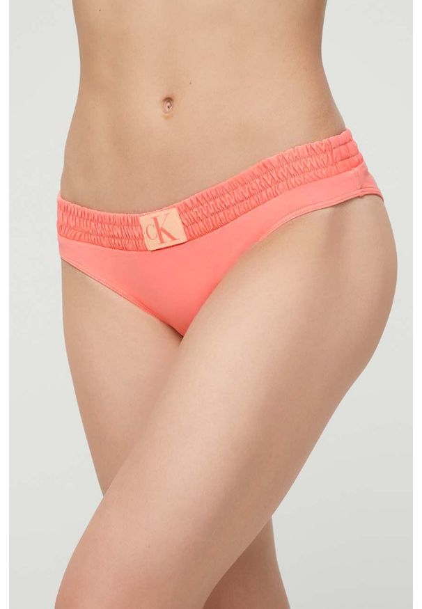 Calvin Klein figi kąpielowe kolor pomarańczowy. Kolor: pomarańczowy. Materiał: materiał