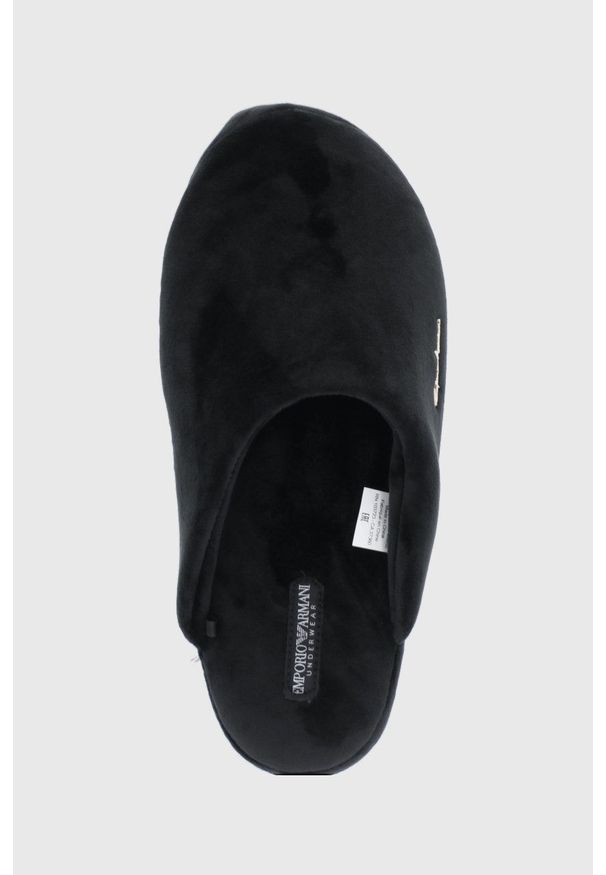 EA7 Emporio Armani Kapcie kolor czarny. Nosek buta: okrągły. Kolor: czarny. Materiał: materiał. Wzór: gładki
