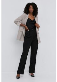 Tory Burch Spodnie damskie kolor czarny fason cygaretki high waist. Okazja: na co dzień. Stan: podwyższony. Kolor: czarny. Materiał: tkanina. Styl: casual