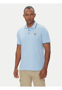 Aeronautica Militare Polo 251PO1308P82 Błękitny Regular Fit. Typ kołnierza: polo. Kolor: niebieski. Materiał: bawełna