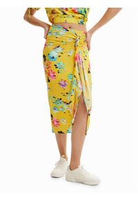 Desigual Spódnica midi 23SWFW19 Żółty Regular Fit. Kolor: żółty. Materiał: wiskoza #1