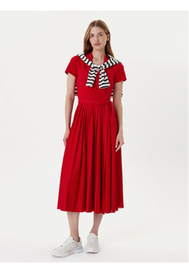 TOMMY HILFIGER - Tommy Hilfiger Sukienka codzienna 1985 WW0WW45733 Czerwony Regular Fit. Okazja: na co dzień. Kolor: czerwony. Materiał: syntetyk. Typ sukienki: proste. Styl: casual