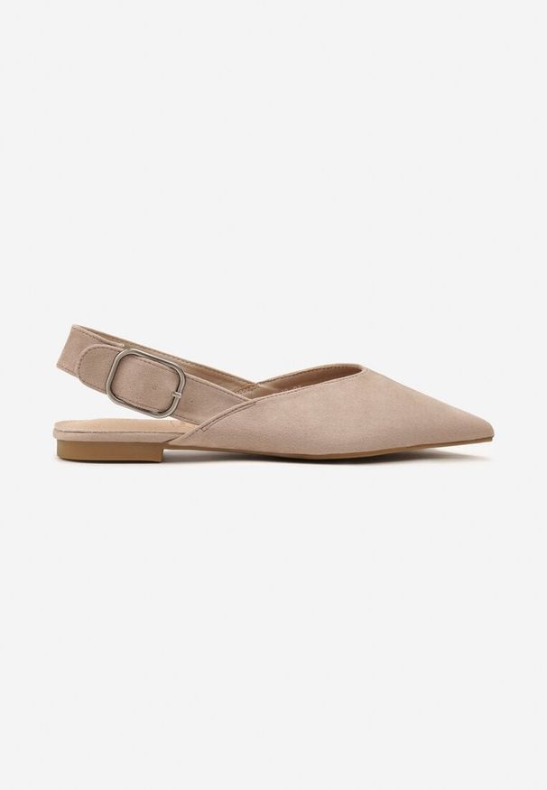 Renee - Ciemnobeżowe Sandały Vices Typu Slingback z Wkładką ze Skóry Naturalnej Rallora. Okazja: na co dzień, na spacer. Zapięcie: sprzączka. Kolor: beżowy. Materiał: skóra. Wzór: nadruk. Obcas: na obcasie. Styl: elegancki, casual. Wysokość obcasa: średni