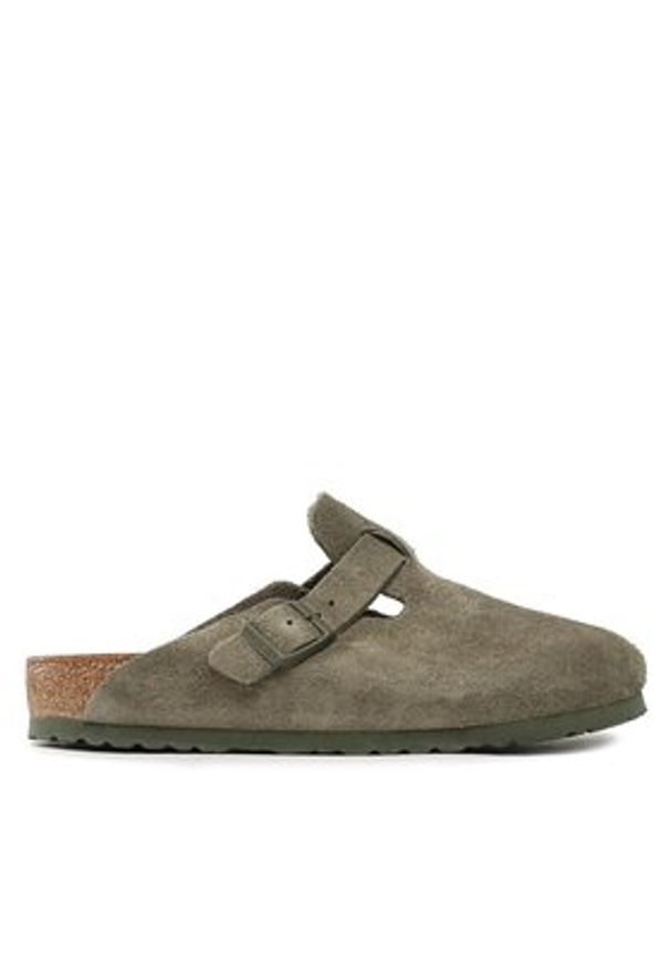 Birkenstock Klapki Boston 1024721 Zielony. Kolor: zielony. Materiał: welur, skóra