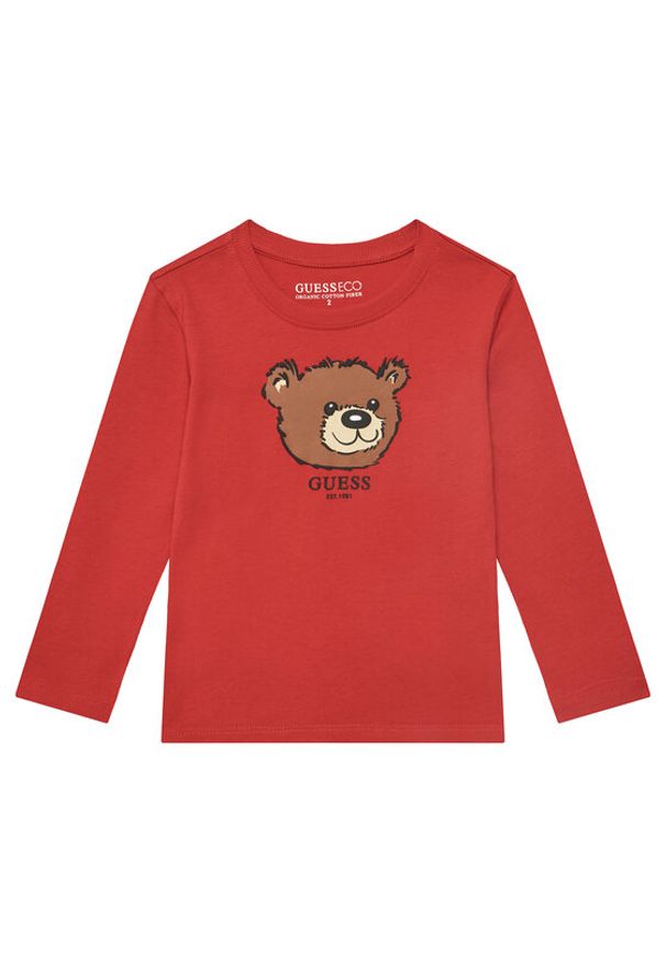 Guess Bluzka N5YI25 K8HM4 Czerwony Regular Fit. Kolor: czerwony. Materiał: bawełna