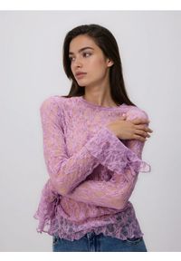 Reserved - Koronkowa bluzka z wiązaniami - fioletowy. Kolor: fioletowy. Materiał: koronka #1