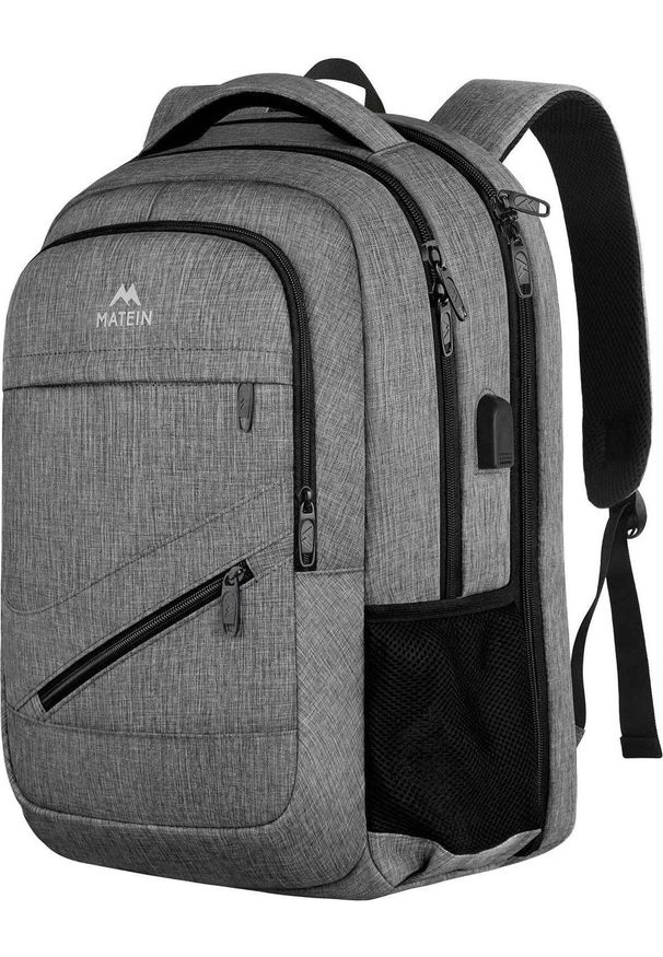Plecak Matein biznesowy podróżny na laptopa 17,3, kolor szary, 48x33x18 cm. Kolor: szary. Styl: biznesowy