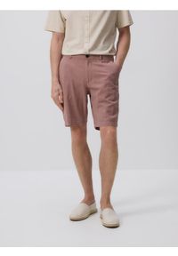 Reserved - Szorty chino regular - brudny róż. Kolor: różowy. Materiał: len, bawełna