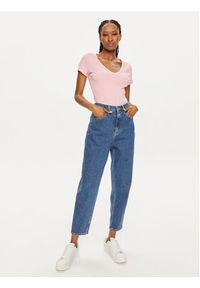 Tommy Jeans T-Shirt Essential DW0DW17385 Różowy Slim Fit. Kolor: różowy. Materiał: bawełna
