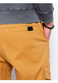 Ombre Clothing - Spodnie męskie joggery - musztardowe V13 P1026 - XL. Kolor: żółty. Materiał: bawełna, elastan #4
