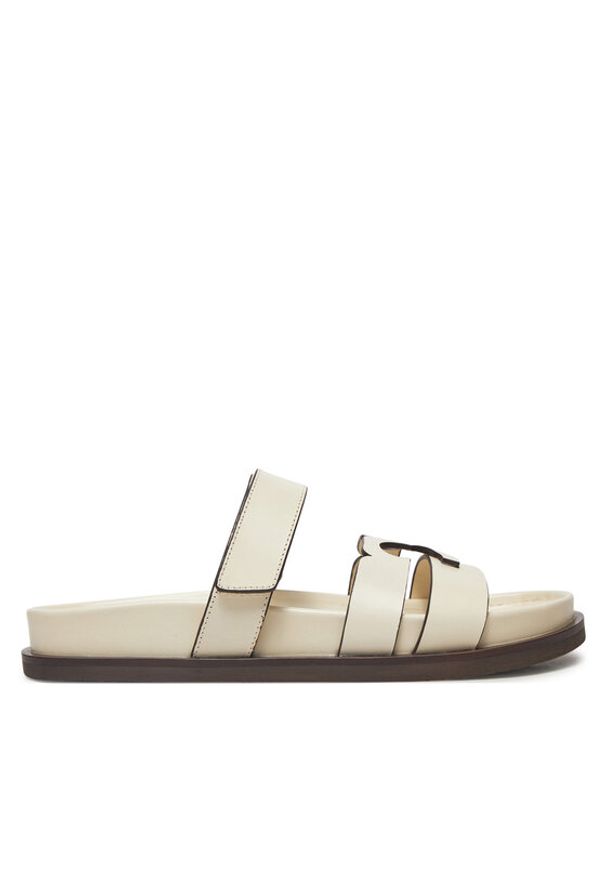 Tory Burch Klapki Ines Sport Slide 161636 Écru. Materiał: skóra. Styl: sportowy