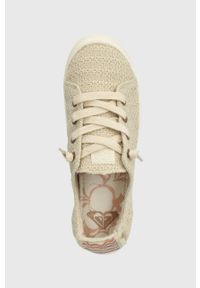 Roxy tenisówki damskie kolor beżowy. Nosek buta: okrągły. Kolor: beżowy. Materiał: materiał, włókno, guma #4