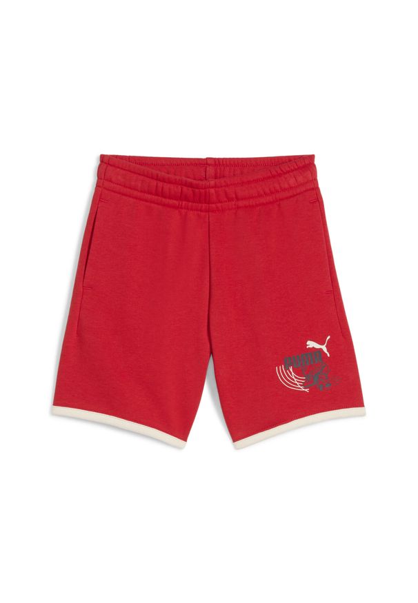 Puma - Dziecięce szorty Little Runners PUMA For All Time Red. Okazja: na uczelnię. Kolor: czerwony. Styl: sportowy. Sport: joga i pilates