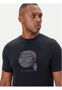 Karl Lagerfeld - KARL LAGERFELD T-Shirt 755032 554221 Granatowy Regular Fit. Typ kołnierza: dekolt w karo. Kolor: niebieski. Materiał: bawełna