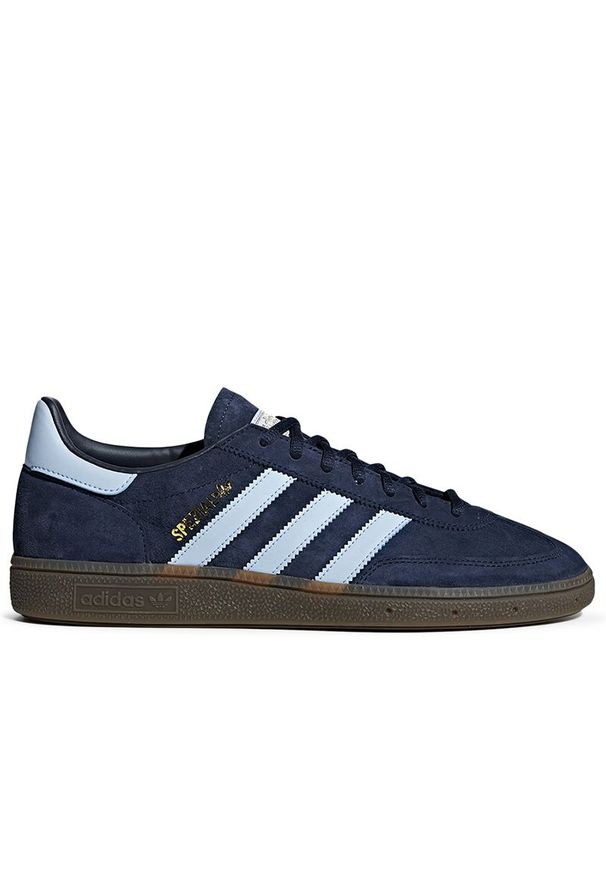Adidas - Buty unisex adidas Handball Spezial BD7633 - niebieskie. Okazja: na co dzień. Zapięcie: sznurówki. Kolor: niebieski. Materiał: guma, skóra, zamsz. Szerokość cholewki: normalna. Sport: piłka ręczna