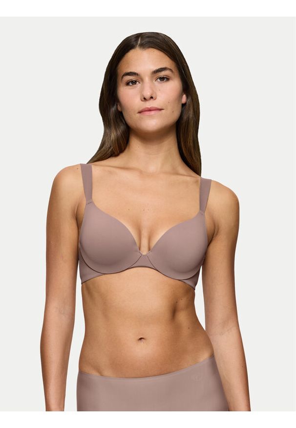 Triumph Biustonosz z fiszbiną Make-Up Illusion 10217848 Brązowy. Kolor: brązowy. Materiał: syntetyk